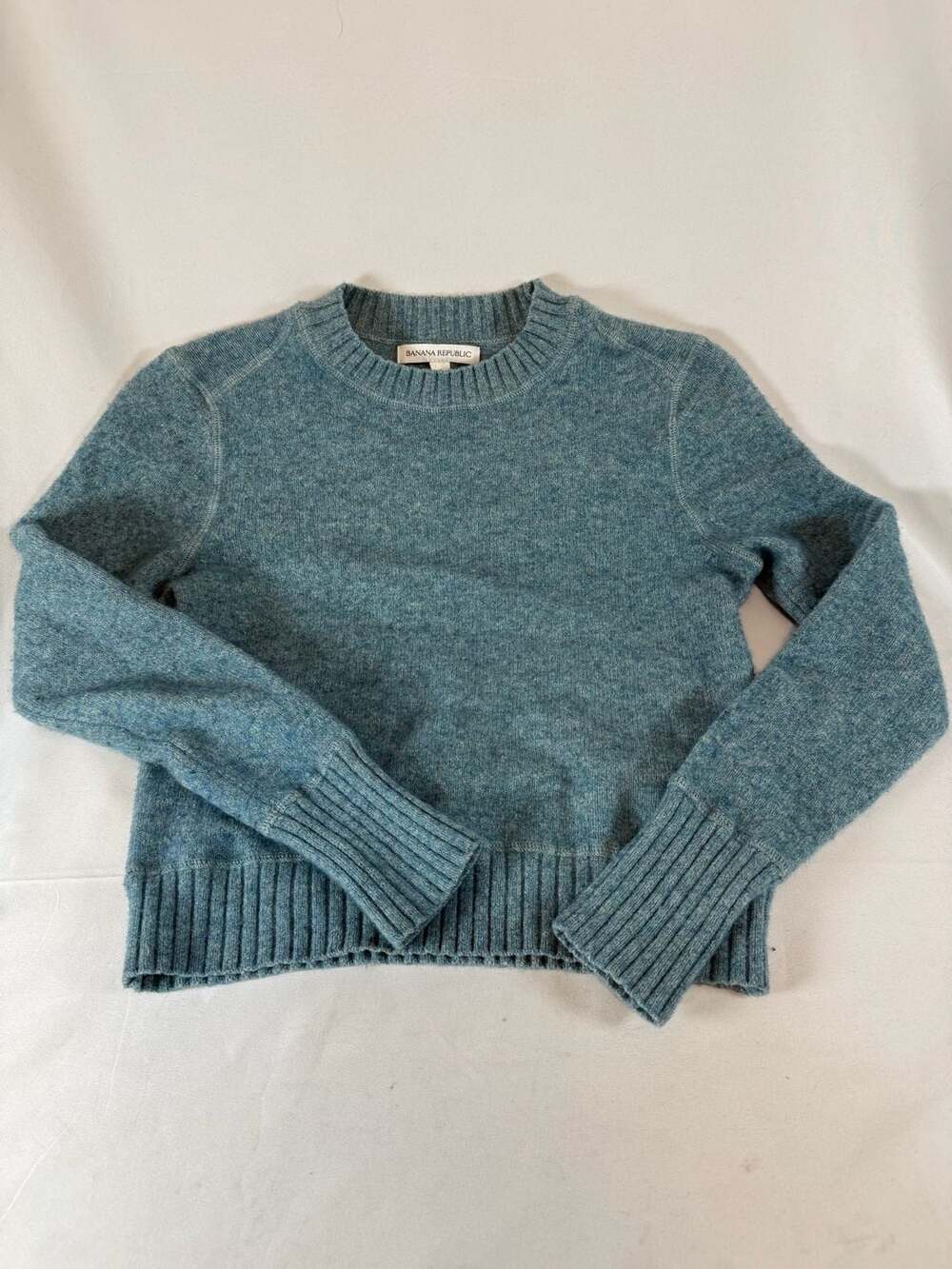 Banana Republic Womens Merino Wool Sweater Size S Teal Blue Pullover Quiet Luxur